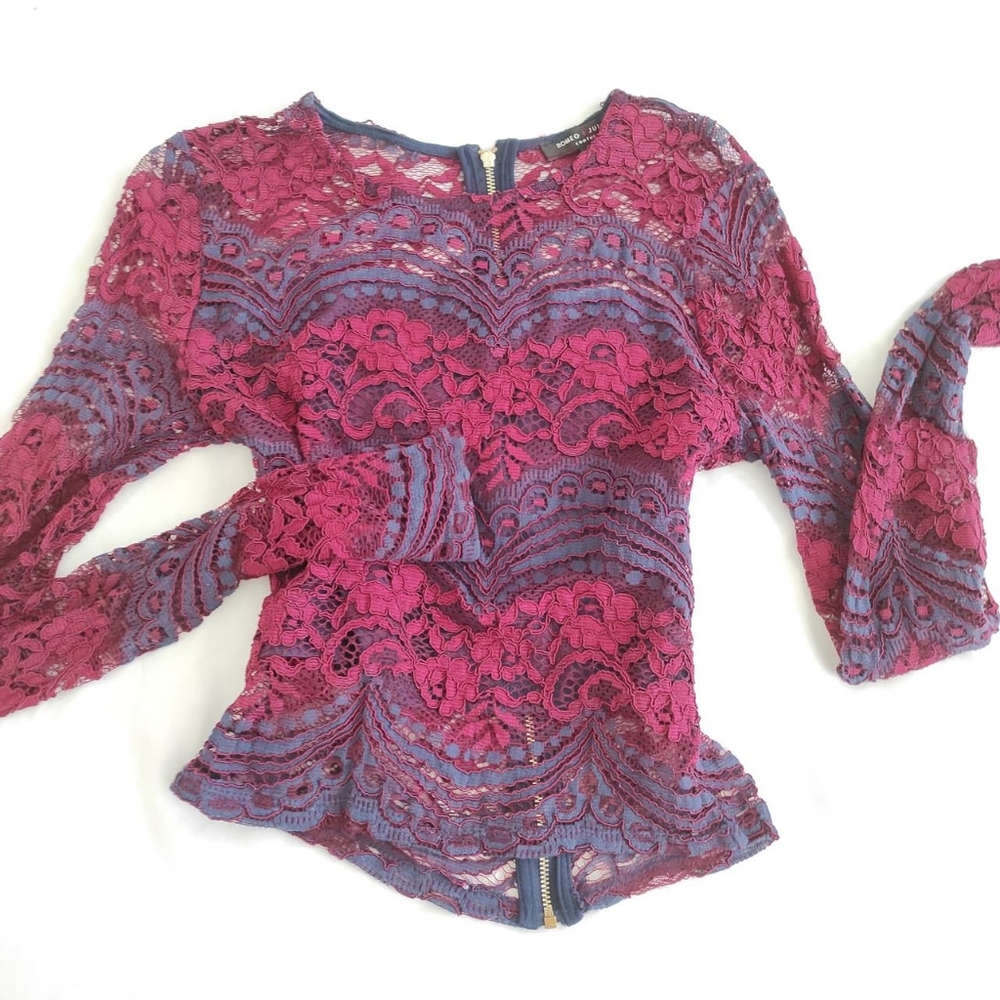 Sexy Navy Blue & Burgandy long sleeve